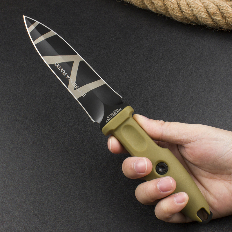 Extrema Ratio Roman Consul Tactical Fixed Blade Knife 4.72" N690 Black Blade, Forprene Handles