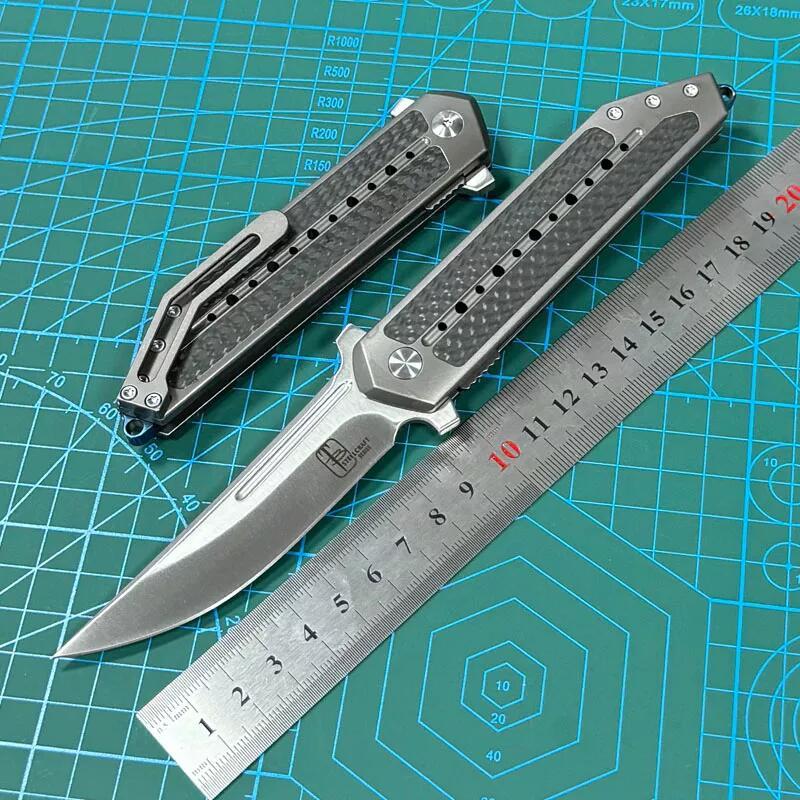 Todd Begg Knives 3.58" S35VN Blade Double Edge Dagger,Carbon Fiber+TC4 Handles