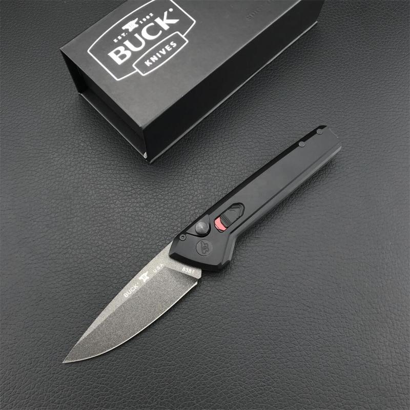 Buck 838 Deploy AUTO Folding Knife 3.23" S35VN Armor Black Cerakote Drop Point Blade, Aluminum Handles