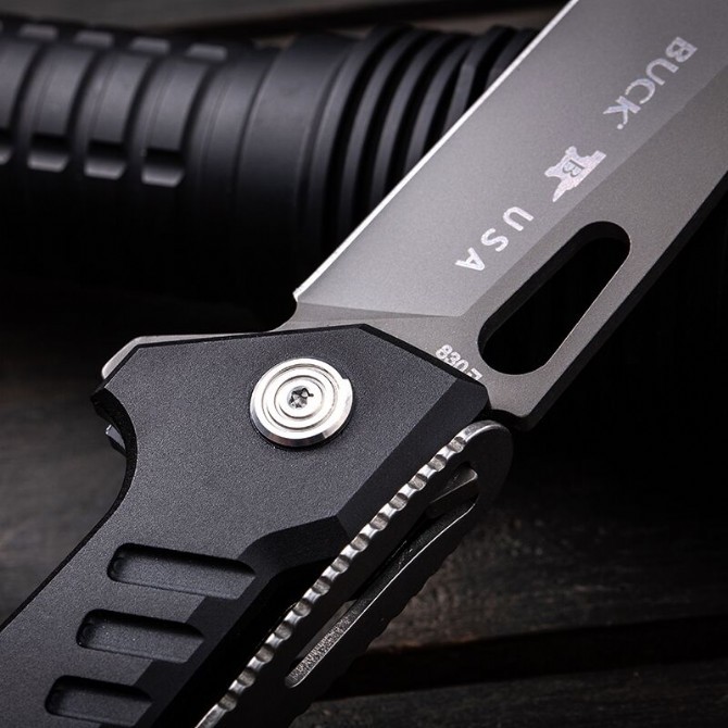 Buck 830BKSSLS Folding Knife 3.46" D2 Drop Point Plain Blade, Aluminum Handles