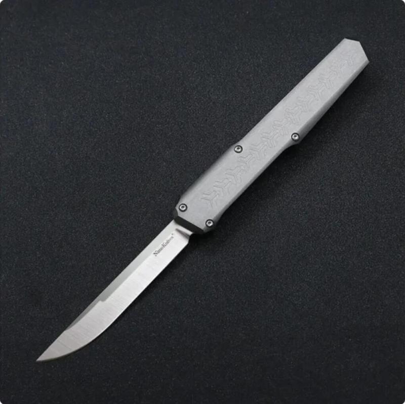 Slenderman SLM Knives Combat OTF Knife 3.34" CPM-D2 Satin Blade, T6-Aviation Aluminum Handles