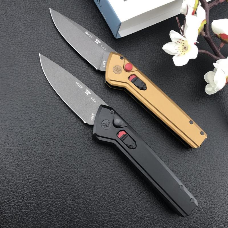 Buck 838 Deploy AUTO Folding Knife 3.23" S35VN Armor Black Cerakote Drop Point Blade, Aluminum Handles