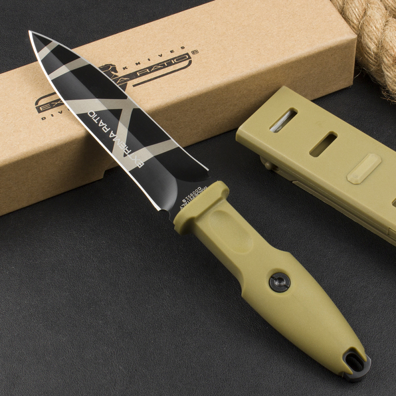 Extrema Ratio Roman Consul Tactical Fixed Blade Knife 4.72" N690 Black Blade, Forprene Handles