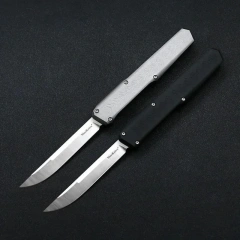 Slenderman SLM Knives Combat OTF Knife 3.34" CPM-D2 Satin Blade, T6-Aviation Aluminum Handles