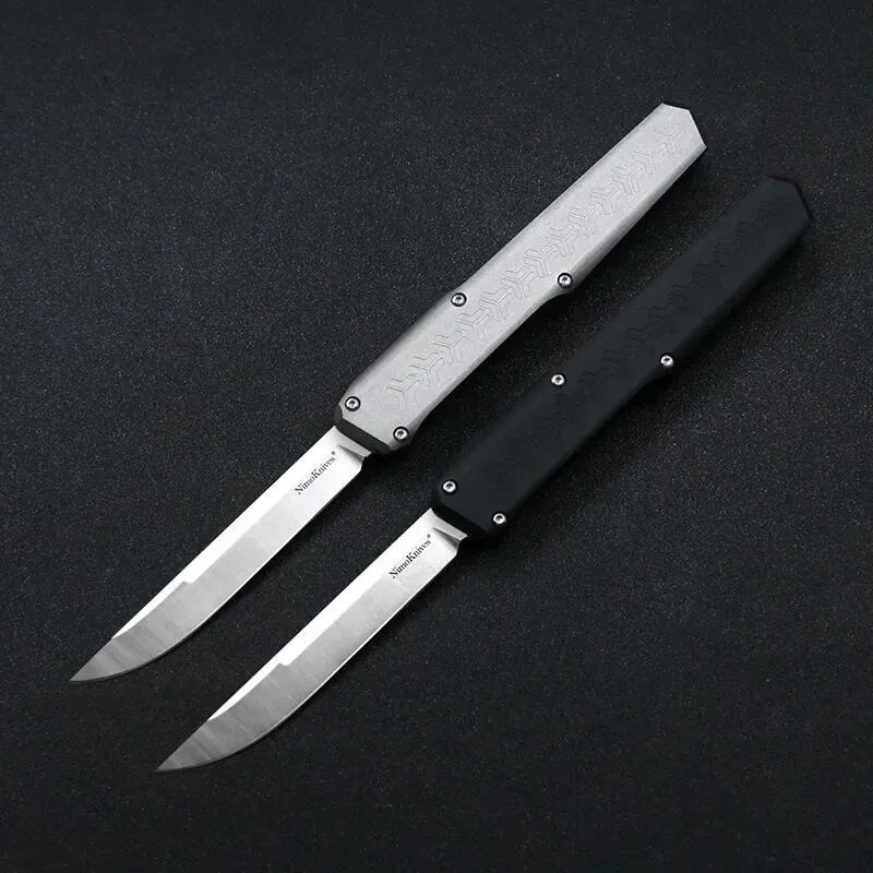 Slenderman SLM Knives Combat OTF Knife 3.34" CPM-D2 Satin Blade, T6-Aviation Aluminum Handles