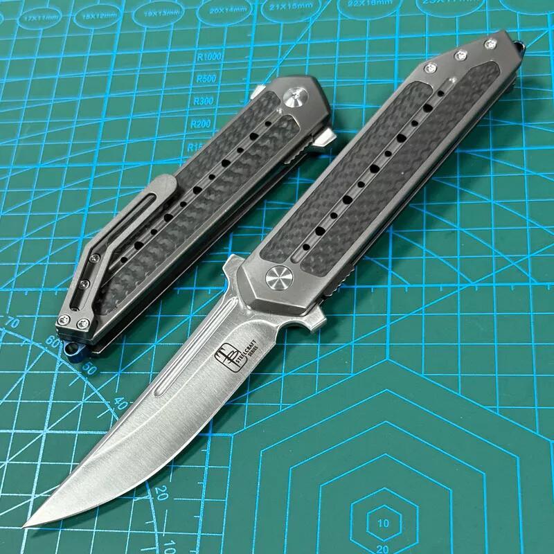 Todd Begg Knives 3.58" S35VN Blade Double Edge Dagger,Carbon Fiber+TC4 Handles