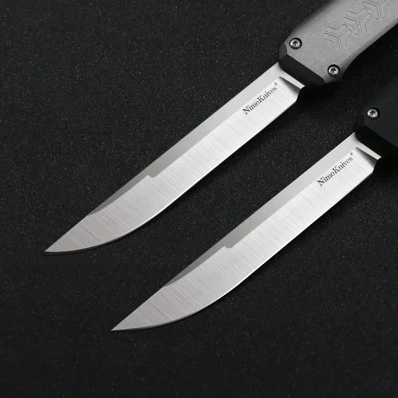 Slenderman SLM Knives Combat OTF Knife 3.34" CPM-D2 Satin Blade, T6-Aviation Aluminum Handles