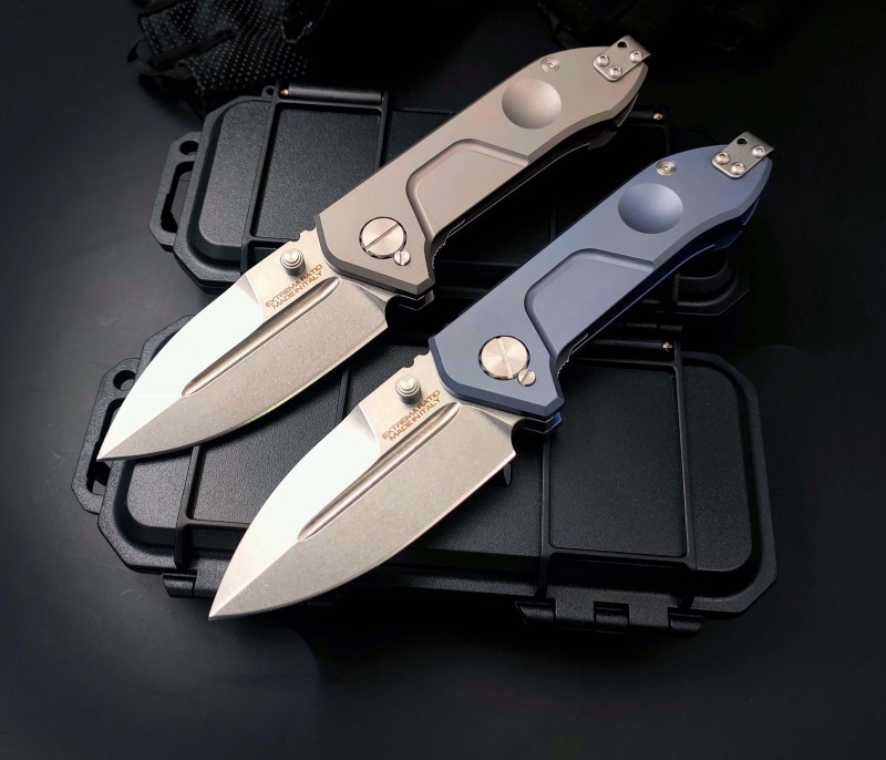 Extrema Ratio FRAME Rock Folding Knife 2.95" D2 Drop Combo Blade, Titanium Alloy Handles