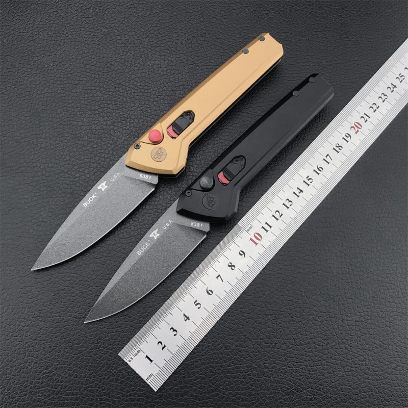 Buck 838 Deploy AUTO Folding Knife 3.23" S35VN Armor Black Cerakote Drop Point Blade, Aluminum Handles