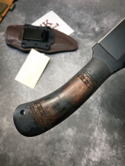 WK Belt Knife 4.72" 80crv2 Fixed Blade, Maple Handles, Lined Kydex Leather Sheath