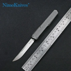 Slenderman SLM Knives Combat OTF Knife 3.34" CPM-D2 Satin Blade, T6-Aviation Aluminum Handles