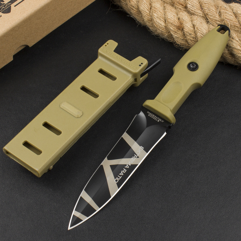 Extrema Ratio Roman Consul Tactical Fixed Blade Knife 4.72" N690 Black Blade, Forprene Handles