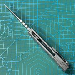 Chaves Knives Liberation 229 Knifes 3.58" M390 Drop Point Folding Blade, Stonewashed Titanium Handles