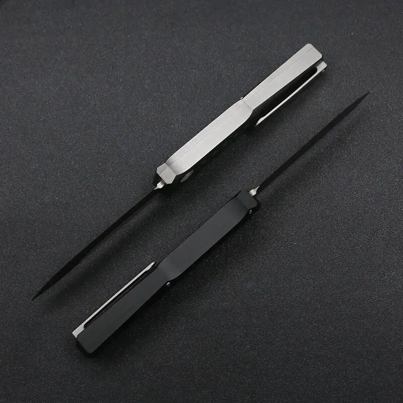 Slenderman SLM Knives Combat OTF Knife 3.34" CPM-D2 Satin Blade, T6-Aviation Aluminum Handles