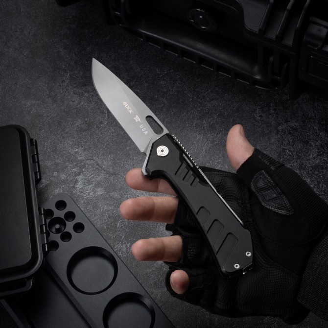 BK 830BKSSLS Folding Knife 9Cr13mov Blade Hunter,Aluminum Handle