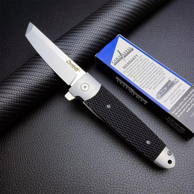 Cold Steel 26T Oyabun Flipper Knife 3.54" S35V Tanto Blade, Gray Griv-Ex Handles with Black Kray-Ex Scales