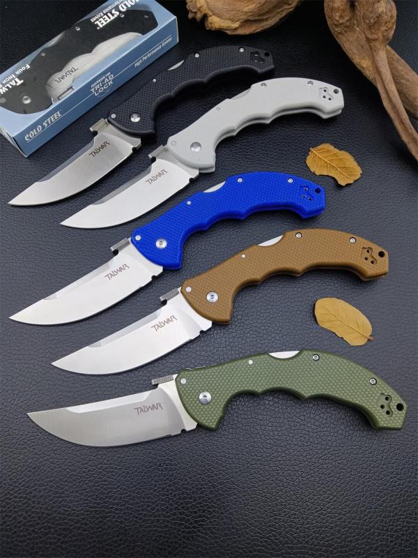 Cold Steel 21TTL Talwar Tri-Ad Lock Folding Knife 4" S35VN Satin Plain Trailing Point Blade, G10 Handles, Lockback