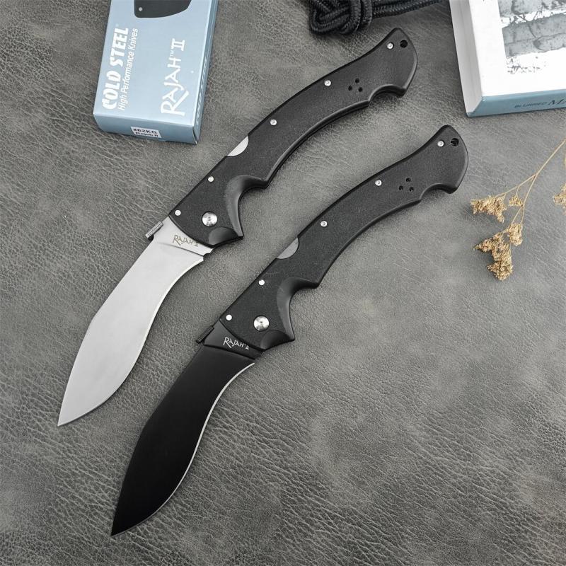 Cold Steel 62JL Rajah II Folding Knife 5.75" AUS-10A Stonewashed Blade, Griv-Ex Handles, Lockback