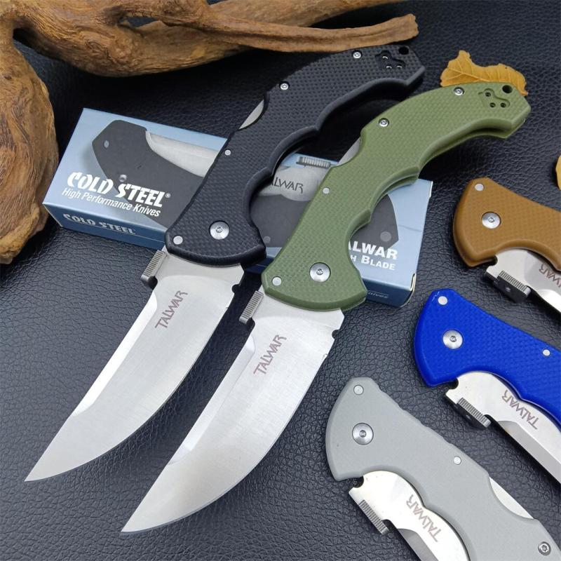 Cold Steel 21TTL Talwar Tri-Ad Lock Folding Knife 4" S35VN Satin Plain Trailing Point Blade, G10 Handles, Lockback
