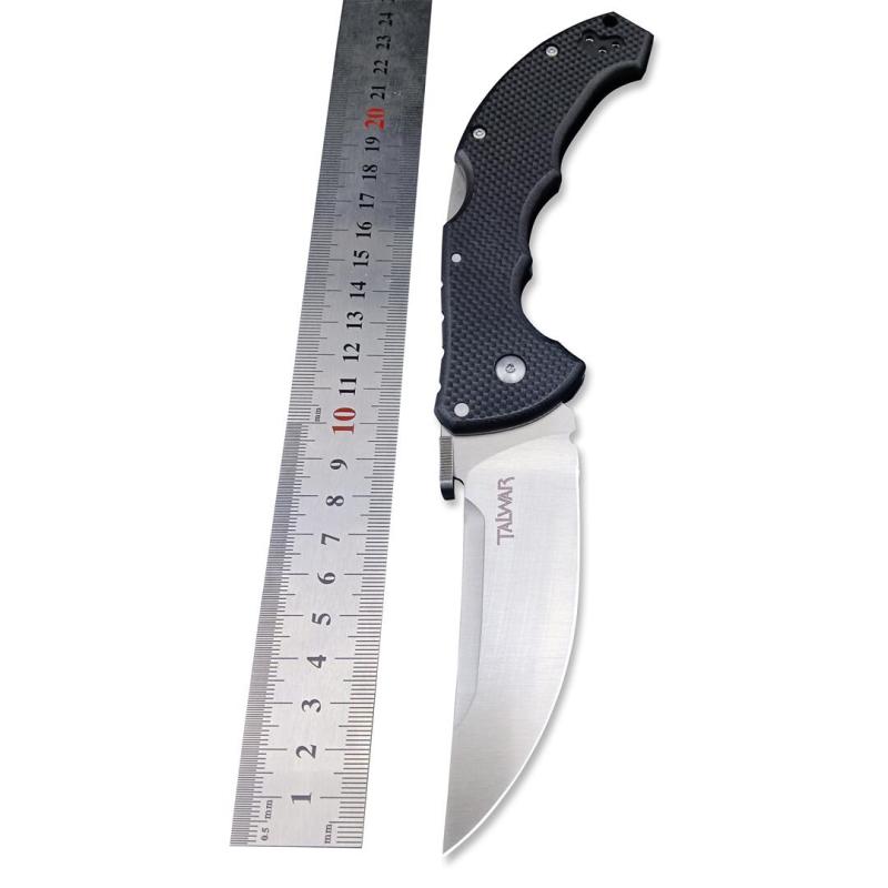 Cold Steel 21TTL Talwar Tri-Ad Lock Folding Knife 4" S35VN Satin Plain Trailing Point Blade, G10 Handles, Lockback