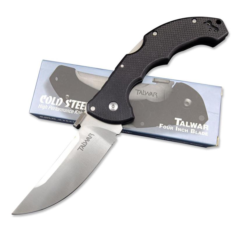 Cold Steel 21TTL Talwar Tri-Ad Lock Folding Knife 4" S35VN Satin Plain Trailing Point Blade, G10 Handles, Lockback