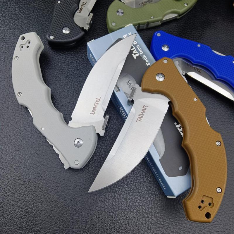 Cold Steel 21TTL Talwar Tri-Ad Lock Folding Knife 4" S35VN Satin Plain Trailing Point Blade, G10 Handles, Lockback