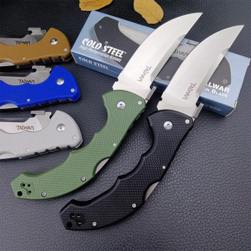 Cold Steel 21TTL Talwar Tri-Ad Lock Folding Knife 4" S35VN Satin Plain Trailing Point Blade, G10 Handles, Lockback