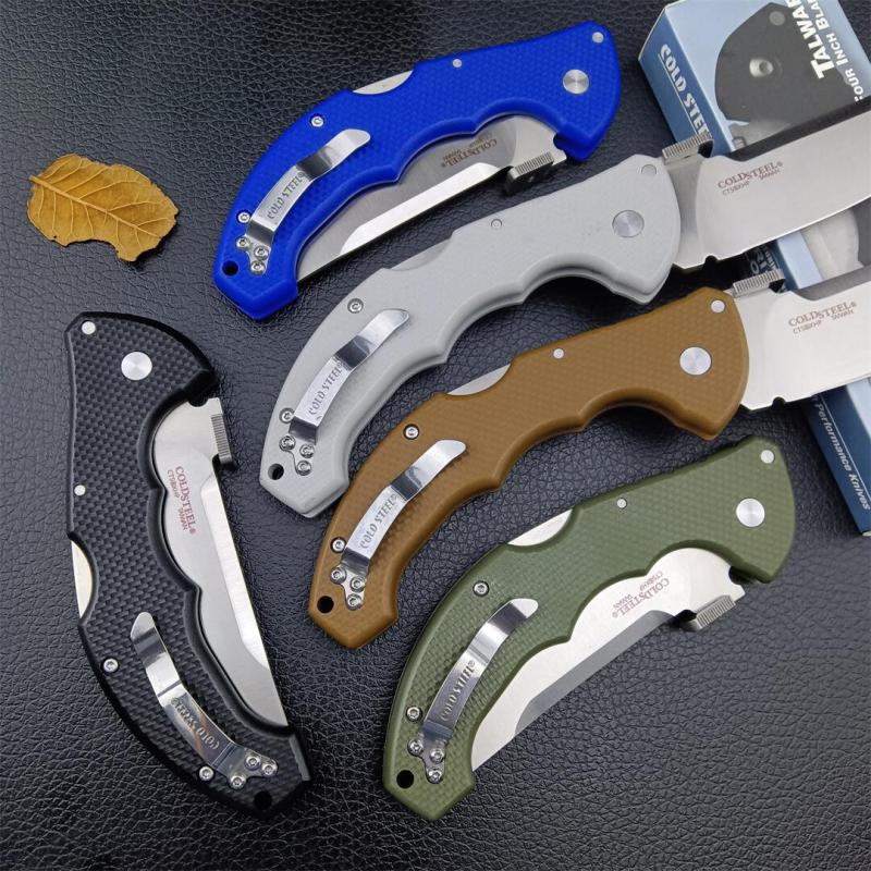 Cold Steel 21TTL Talwar Tri-Ad Lock Folding Knife 4" S35VN Satin Plain Trailing Point Blade, G10 Handles, Lockback