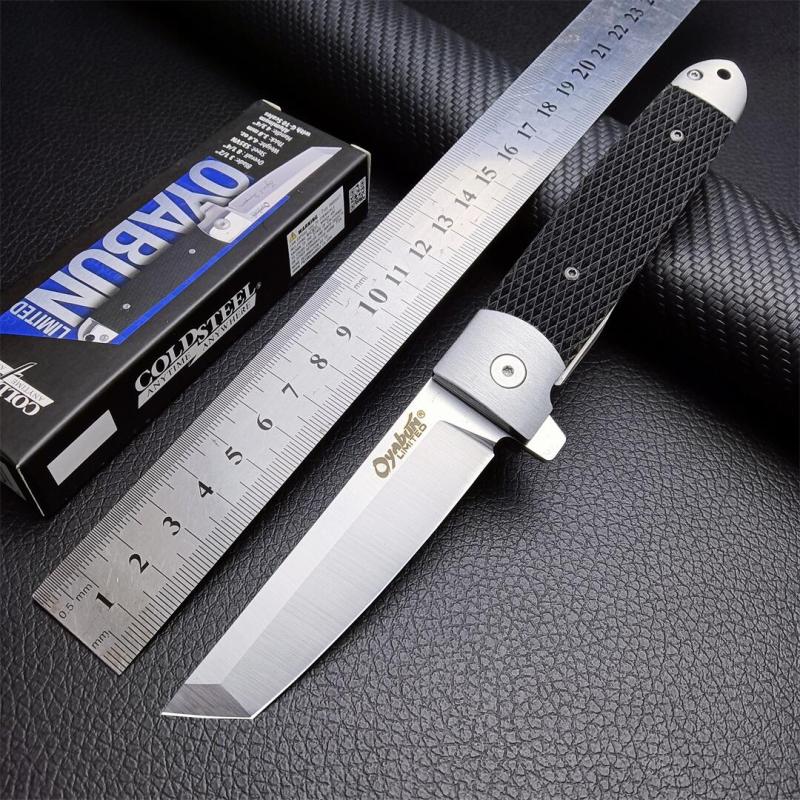 Cold Steel 26T Oyabun Flipper Knife 3.54" S35V Tanto Blade, Gray Griv-Ex Handles with Black Kray-Ex Scales