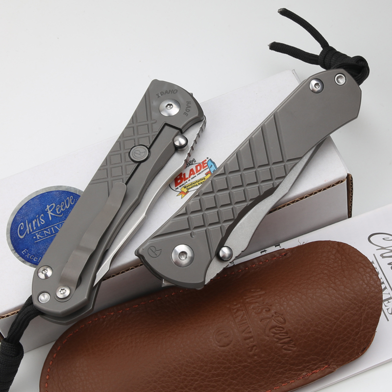 Chris Reeve Umnumzaan Folding Knife 3.66" S35VN Stonewashed Blade, Milled Titanium Handles, Frame Lock