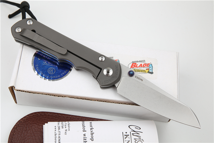 Chris Reeve Small Sebenza 25TH Folding Knife 3.54" S35VN Stonewash Blade, Titanium Handles, Frame Lock