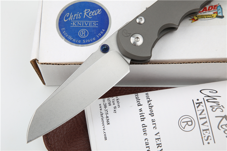 Chris Reeve Small Sebenza 25TH Folding Knife 3.54" S35VN Stonewash Blade, Titanium Handles, Frame Lock