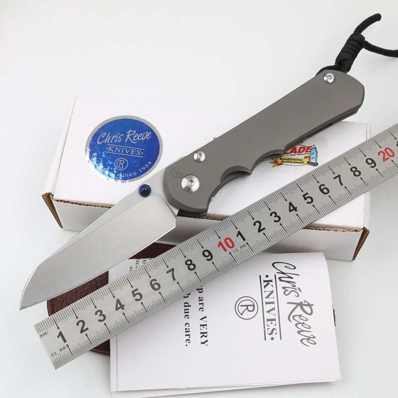 Chris Reeve Small Sebenza 25TH Folding Knife 3.54" S35VN Stonewash Blade, Titanium Handles, Frame Lock