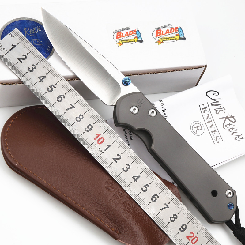 Chris Reeve Small Sebenza 21TH Folding Knife 3.54" D2 Sanding Blade, Titanium Handles, Frame Lock