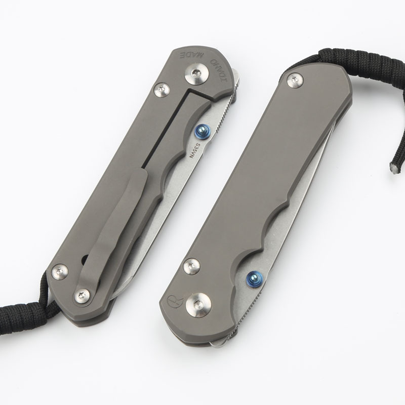 Chris Reeve Small Sebenza 25TH Folding Knife 3.54" S35VN Stonewash Blade, Titanium Handles, Frame Lock