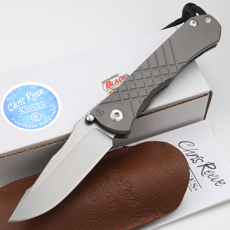 Chris Reeve Umnumzaan Folding Knife 3.66" S35VN Stonewashed Blade, Milled Titanium Handles, Frame Lock