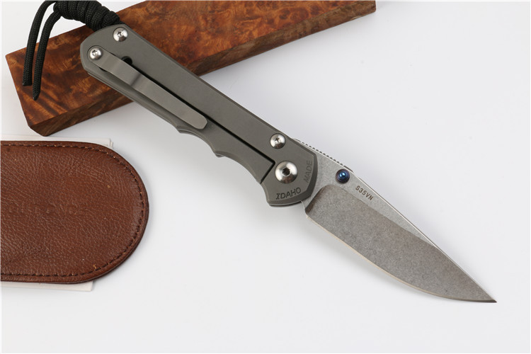 Chris Reeve Small Sebenza 25TH Folding Knife 3.54" S35VN Stonewash Blade, Titanium Handles, Frame Lock