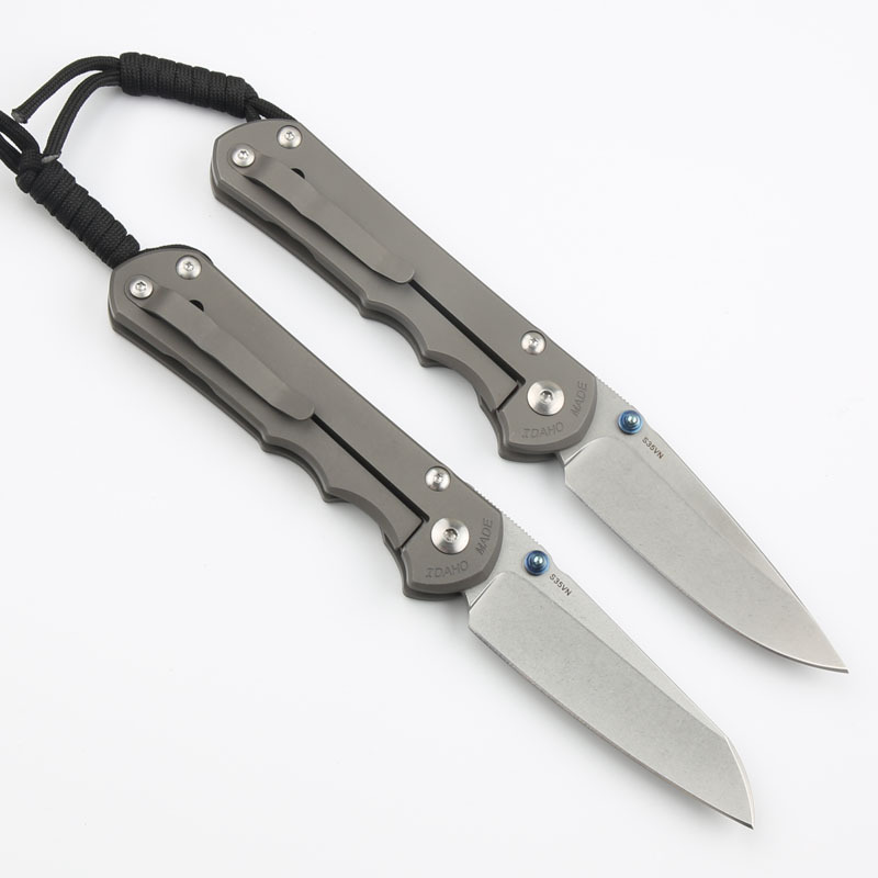 Chris Reeve Small Sebenza 25TH Folding Knife 3.54" S35VN Stonewash Blade, Titanium Handles, Frame Lock