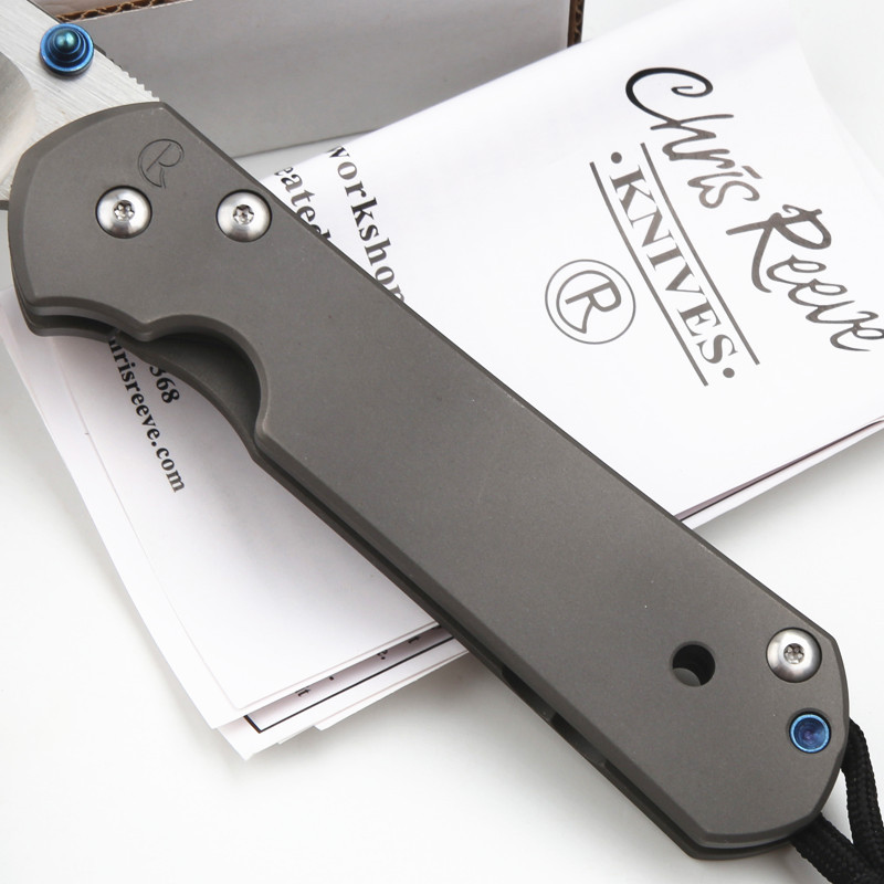Chris Reeve Small Sebenza 21TH Folding Knife 3.54" D2 Sanding Blade, Titanium Handles, Frame Lock