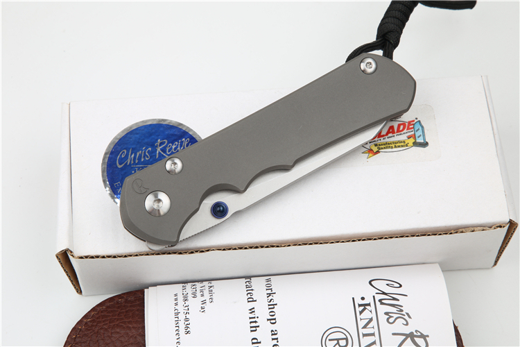 Chris Reeve Small Sebenza 25TH Folding Knife 3.54" S35VN Stonewash Blade, Titanium Handles, Frame Lock