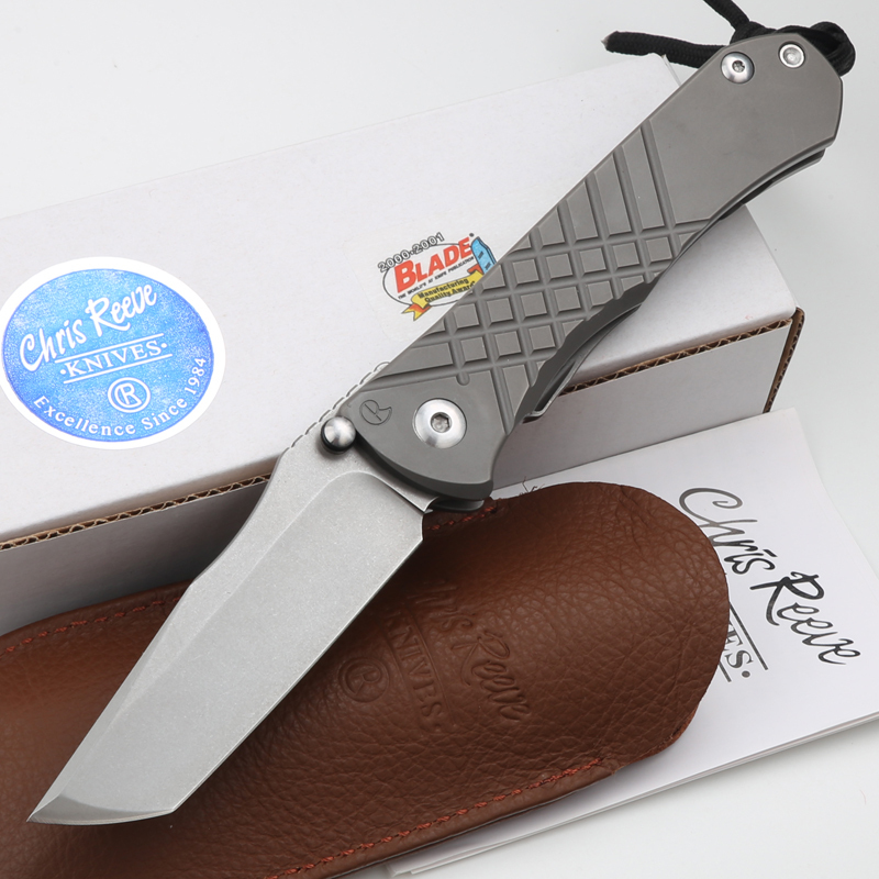 Chris Reeve Umnumzaan Folding Knife 3.66" S35VN Stonewashed Blade, Milled Titanium Handles, Frame Lock