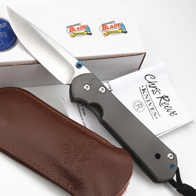 Chris Reeve Small Sebenza 21TH Folding Knife 3.54" D2 Sanding Blade, Titanium Handles, Frame Lock