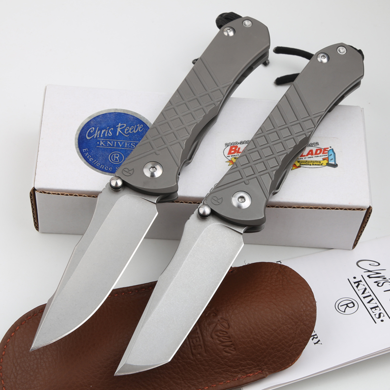Chris Reeve Umnumzaan Folding Knife 3.66" S35VN Stonewashed Blade, Milled Titanium Handles, Frame Lock