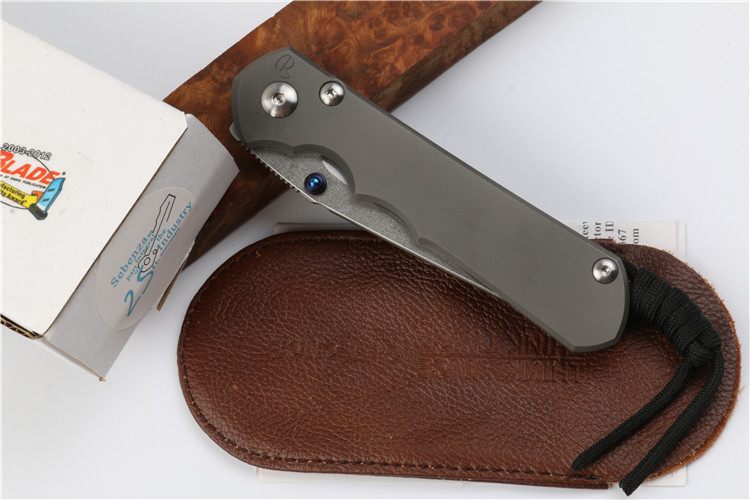Chris Reeve Small Sebenza 25TH Folding Knife 3.54" S35VN Stonewash Blade, Titanium Handles, Frame Lock