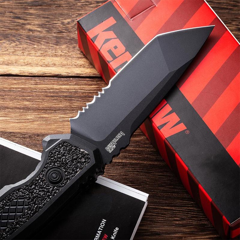 Kershaw 7105BLK Auto Folding Knife 3.35" Working Finish 8Cr13mov Drop Point Blade, Aluminum alloy Handles