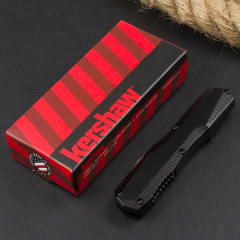 Kershaw 9000 Matt Diskin Livewire OTF AUTO Knife 3.3" CPM-MagnaCut Stonewashed Spear Point Blade, Black Aluminum Handles, Reversible Clip