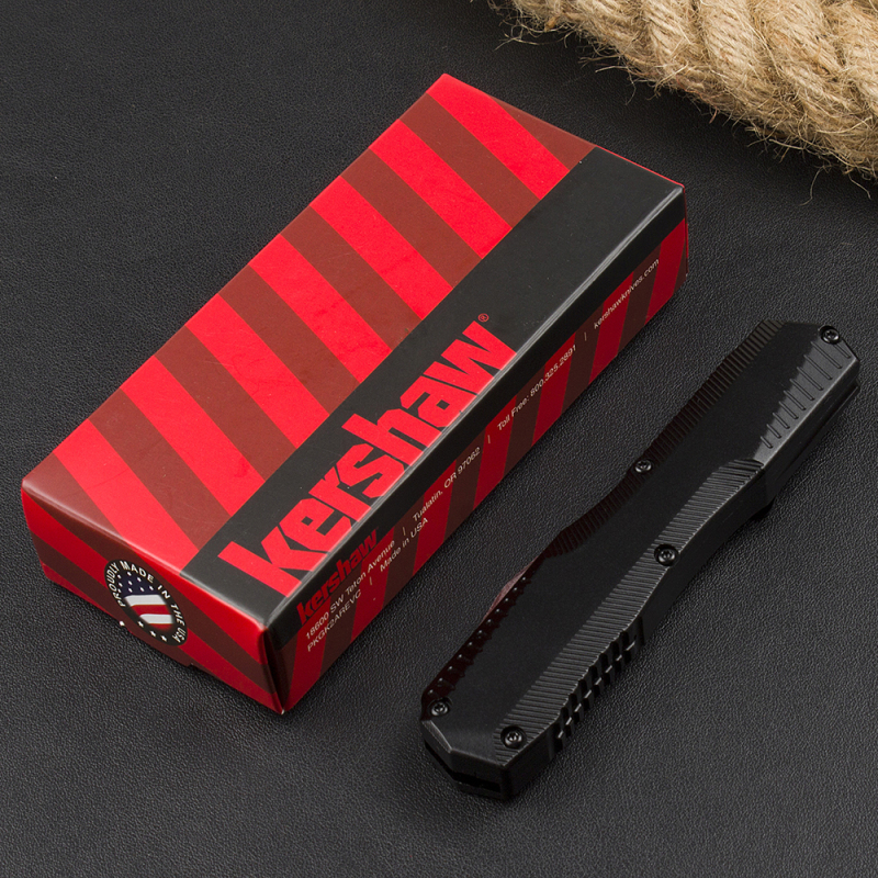 Kershaw 9000 Matt Diskin Livewire OTF AUTO Knife 3.3" CPM-MagnaCut Stonewashed Spear Point Blade, Black Aluminum Handles, Reversible Clip