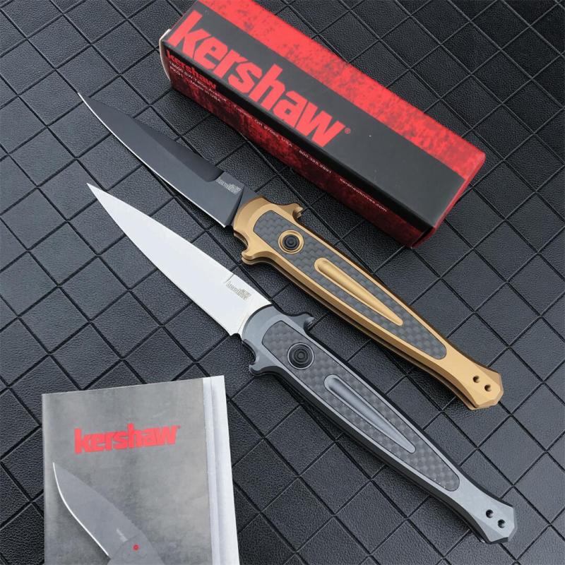 Kershaw 7150 Launch 8 AUTO Folding Knife 3.5" Stonewashed CPM-154 Spear Point Blade, Anodized Aluminum Handles w/ Carbon Fiber Inlay
