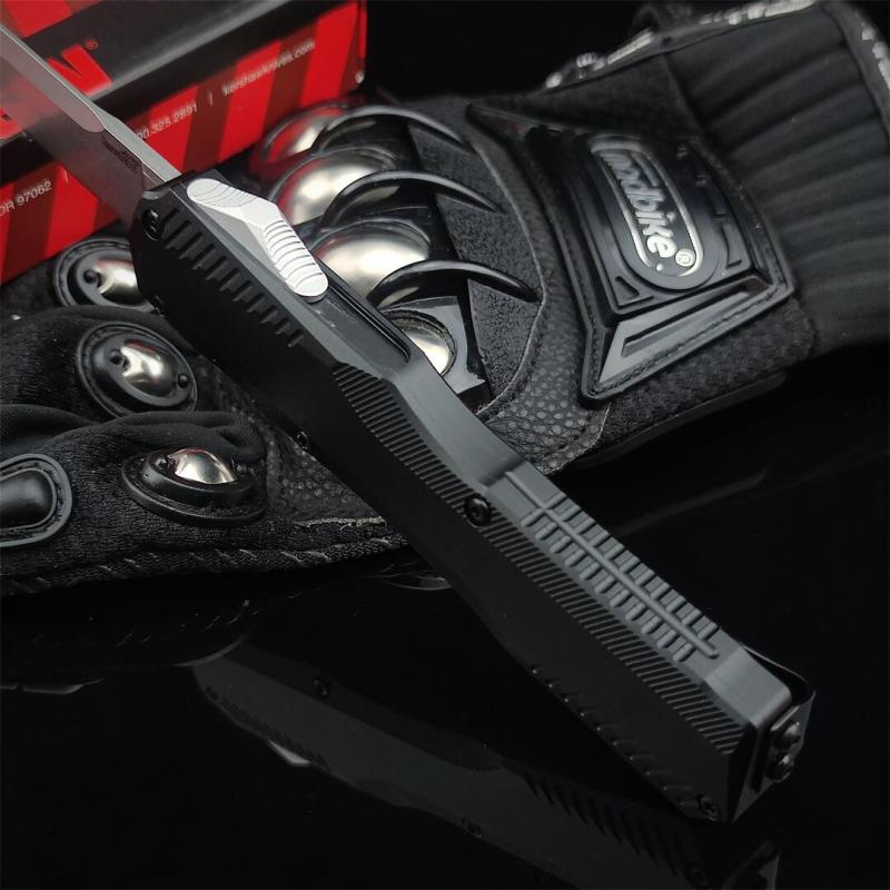 Kershaw 9000 Matt Diskin Livewire OTF AUTO Knife 3.3" CPM-MagnaCut Stonewashed Spear Point Blade, Black Aluminum Handles, Reversible Clip
