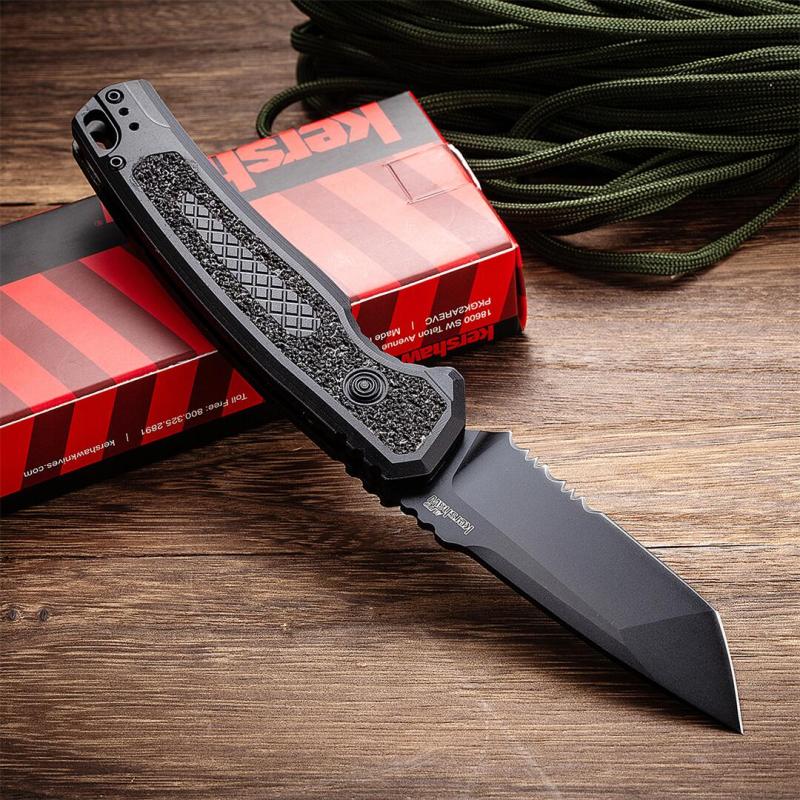 Kershaw 7105BLK Auto Folding Knife 3.35" Working Finish 8Cr13mov Drop Point Blade, Aluminum alloy Handles